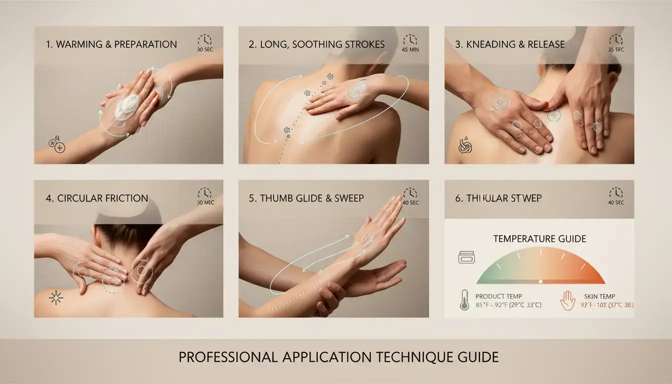 Diagram showing the correct massage sequence for body butter application