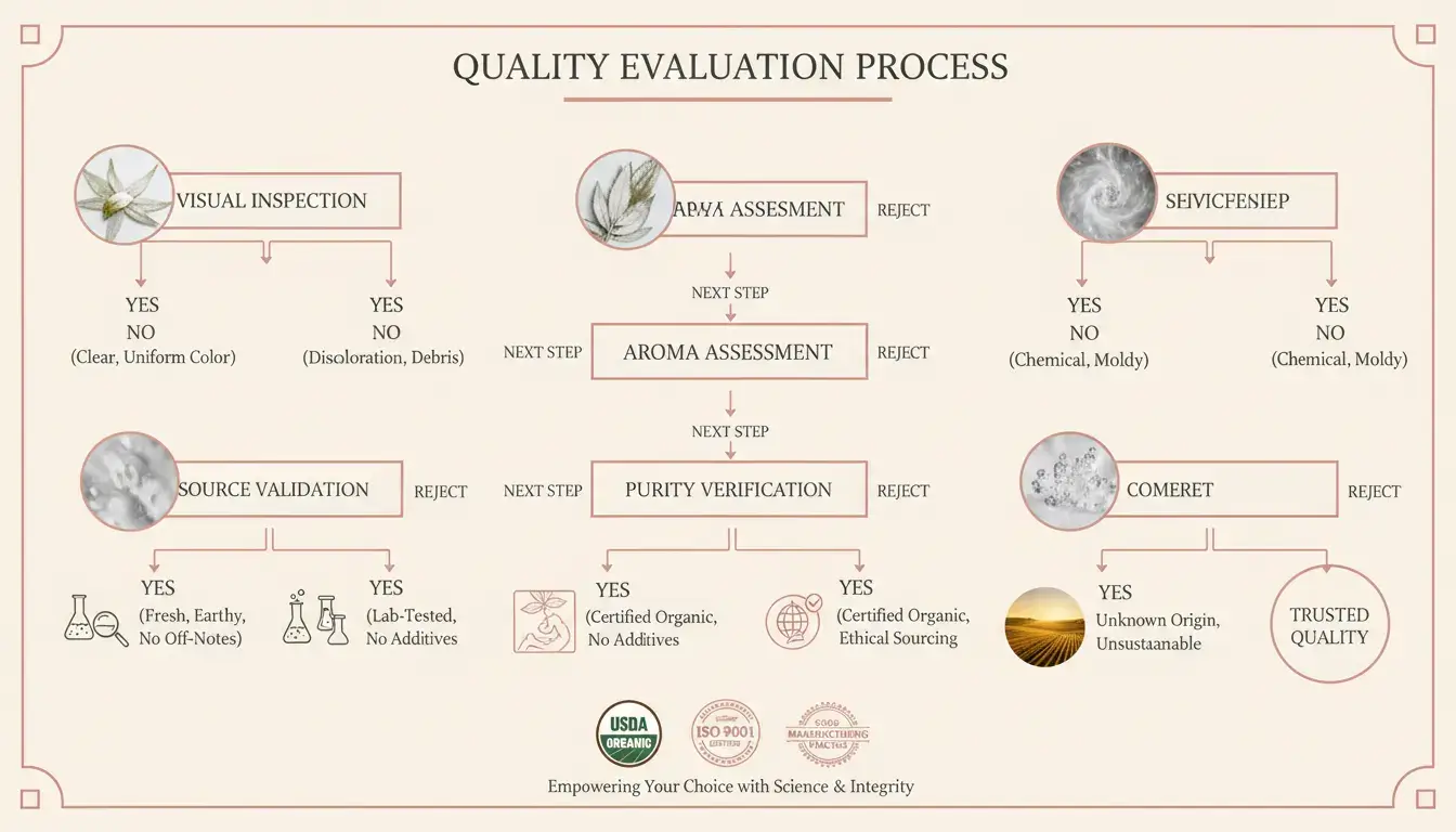Your Scientific Evaluation Roadmap: Follow this expert-developed framework to assess dried lavender quality with professional precision. Each decision point is backed by botanical research and industry standards.