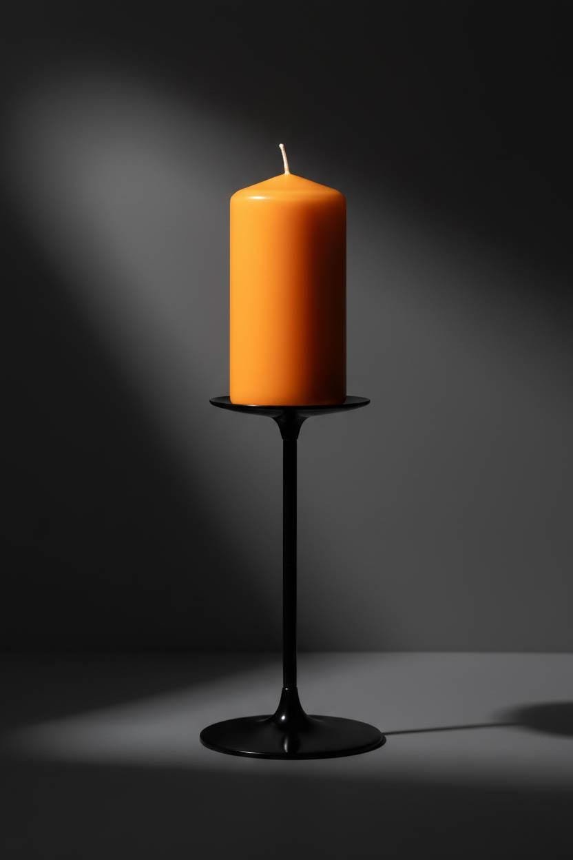 Orange Pillar Candle Unscented 1