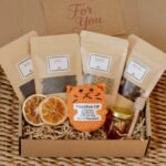 Cozy Tea Gift Box – Self Care Gift with Honey & Crochet Emotional Support Cat