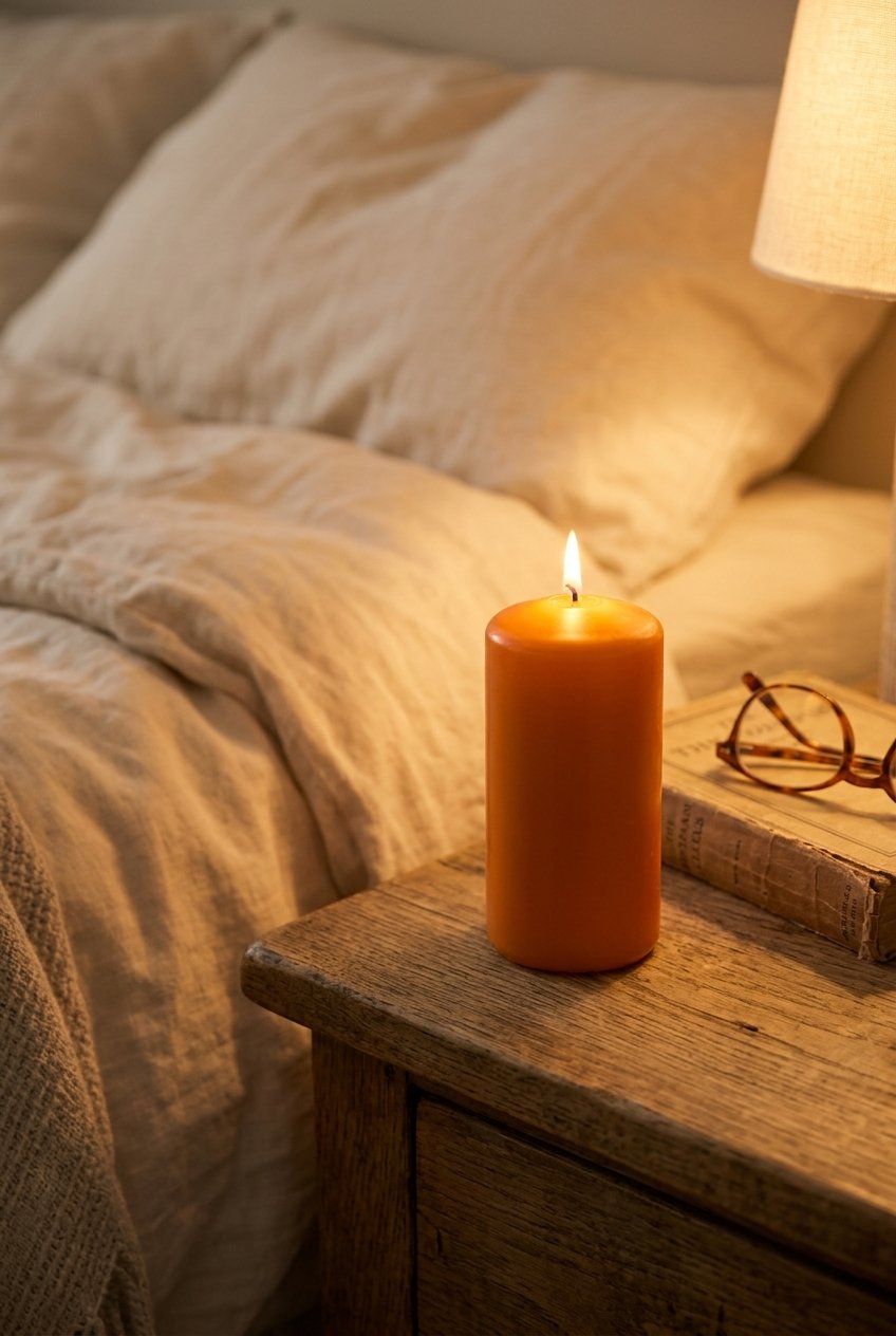 Orange Pillar Candle Unscented 13 Orange Pillar Candle Unscented by AdoreVera - candles-cozy-evening-candles-v4 scene