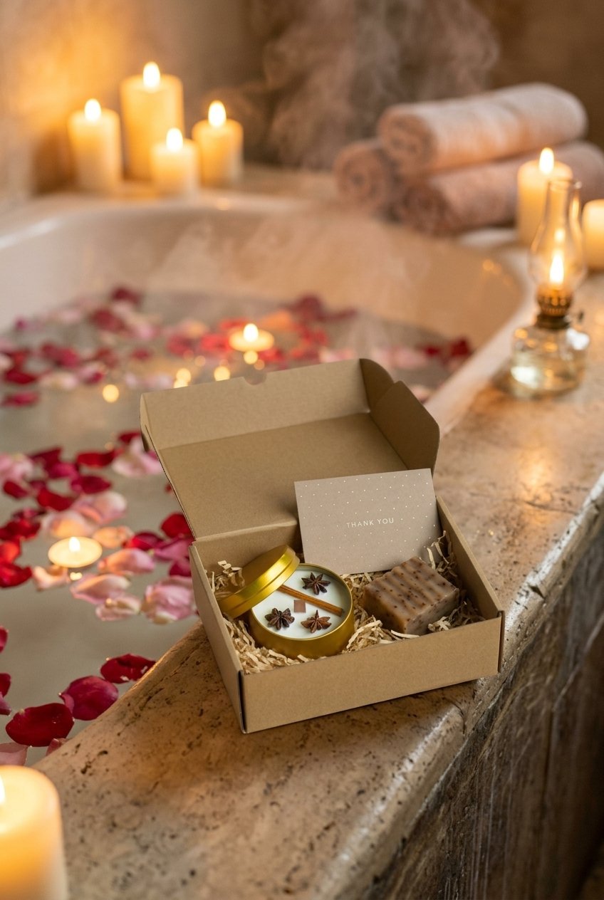 Handmade Gift Box: Soy Candle and Soap 8 Handmade Gift Box: Soy Candle and Soap by AdoreVera - gifts-self-care-evening-gifts-v2 scene