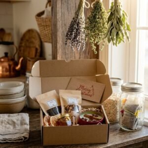 Candle, Tea & Honey Gift Set by AdoreVera - teas-rustic-kitchen-v1 scene