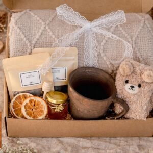 Gift Box for Her with Blanket and Mug | Hygge Gift Box with Tea