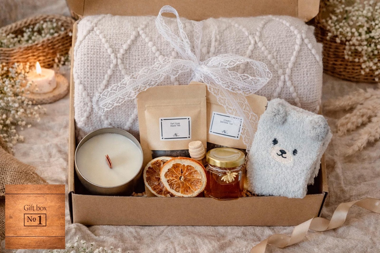 Cozy Hygge Gift Box with Knitted Blanket, Tea, Honey, Mug 1 il fullxfull.7901328165 i6p4 scaled