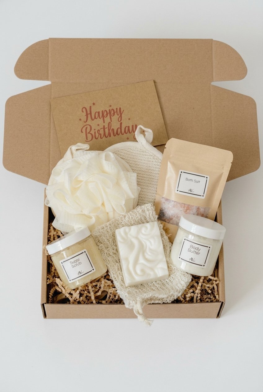 Spa Gift Box | Self Care Gift Basket 7 pin spa gift box self care gift basket gifts flat lay v4 1