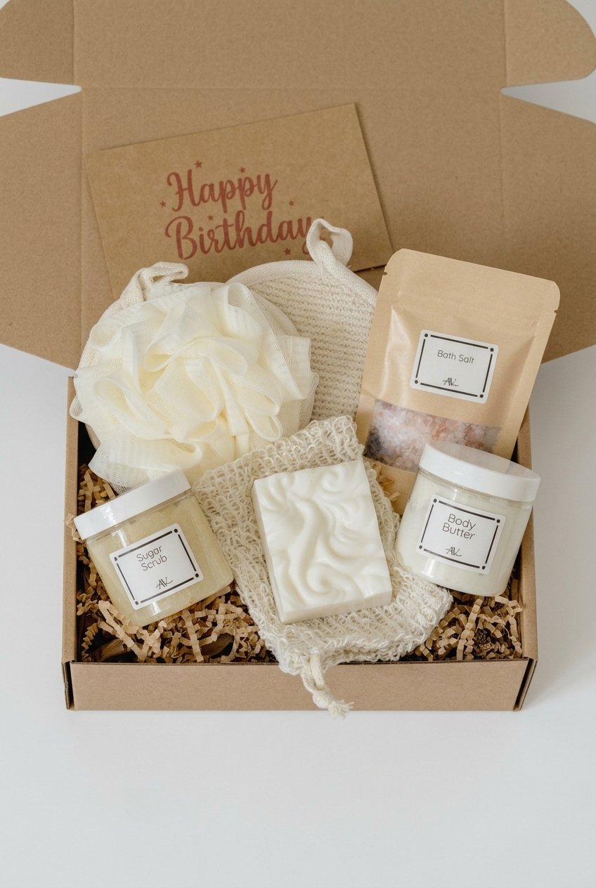 Spa Gift Box | Self Care Gift Basket 10 pin spa gift box self care gift basket gifts flat lay v4 2