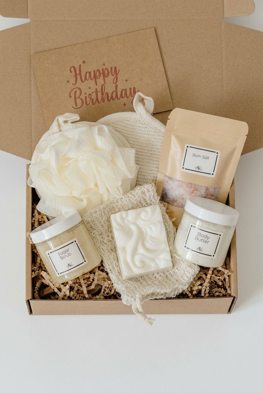 Spa Gift Box | Self Care Gift Basket 14 pin spa gift box self care gift basket gifts flat lay v4 4