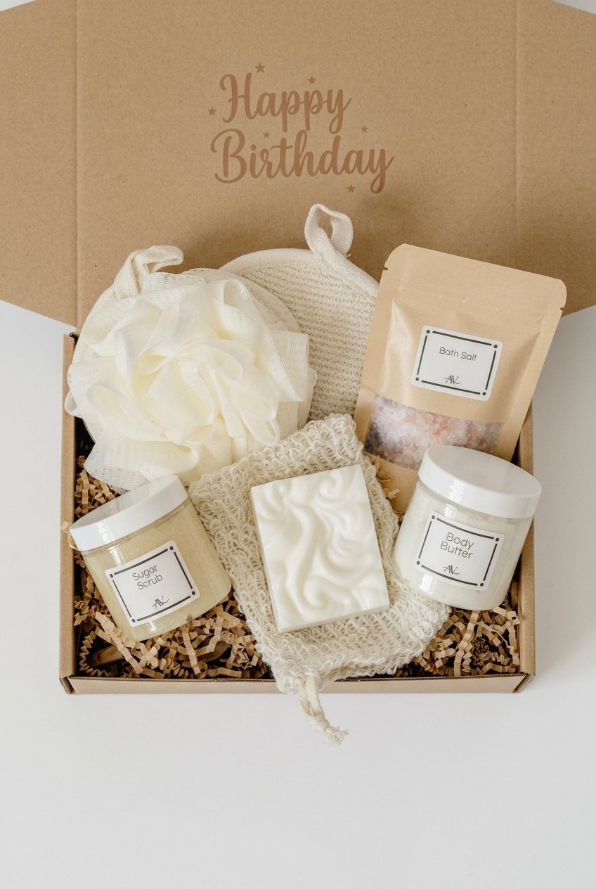 Spa Gift Box | Self Care Gift Basket 11 pin spa gift box self care gift basket gifts flat lay v4 5