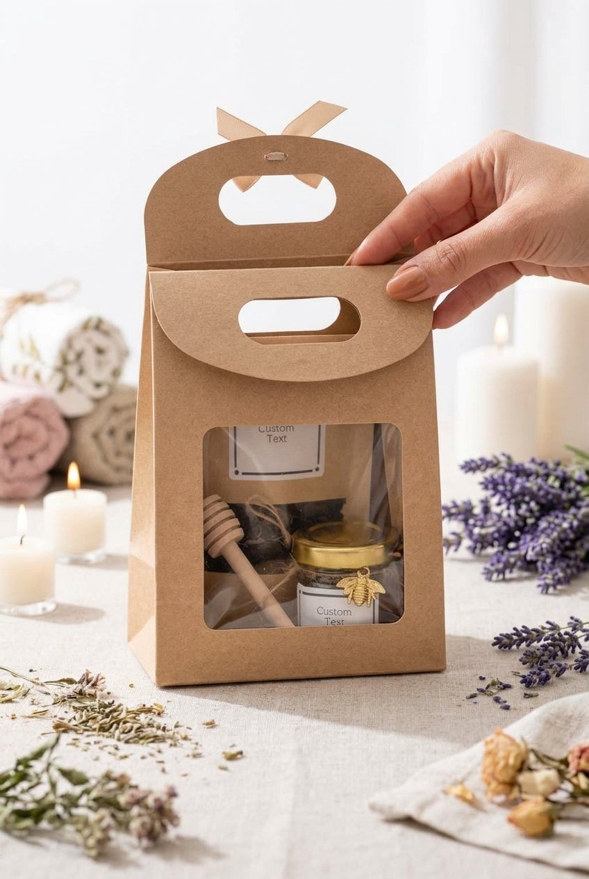 Personalized Wedding Favors for Guests | Honey Jar & Tea | Party fFavors 10 Hands holding personalized honey jar and tea wedding favor gift with custom label from AdoreVera Brooklyn