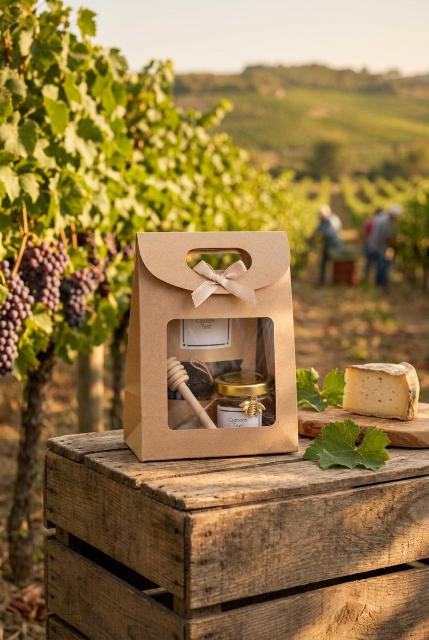 Personalized Wedding Favors for Guests | Honey Jar & Tea | Party fFavors 8 Personalized honey jar and tea wedding favor gifts displayed on a picnic blanket outdoors with greenery