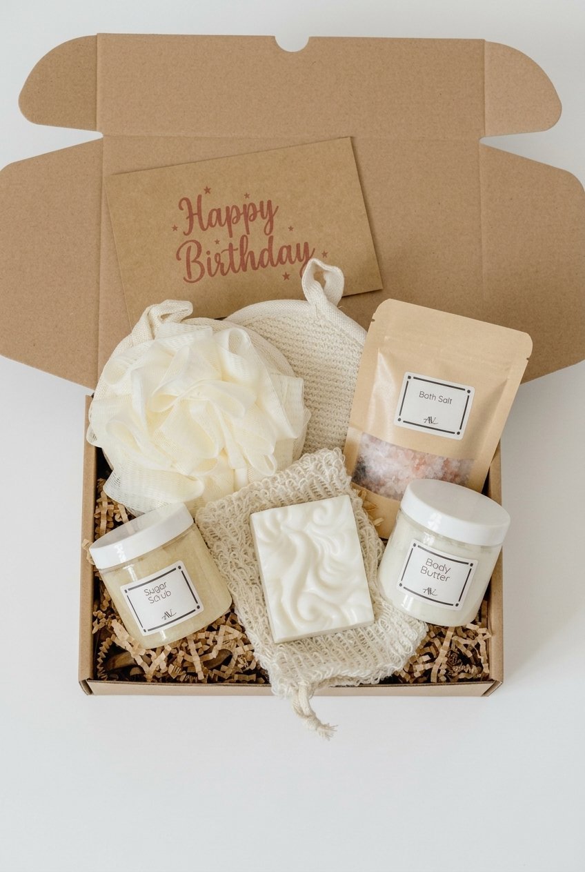 Spa Gift Box | Self Care Gift Basket 13 spa gift box self care gift basket gifts flat lay v4 1 1