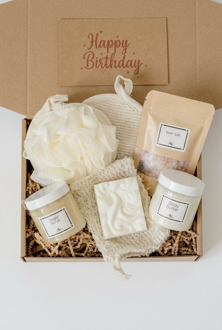 Spa Gift Box | Self Care Gift Basket 4 spa gift box self care gift basket gifts flat lay v4 5