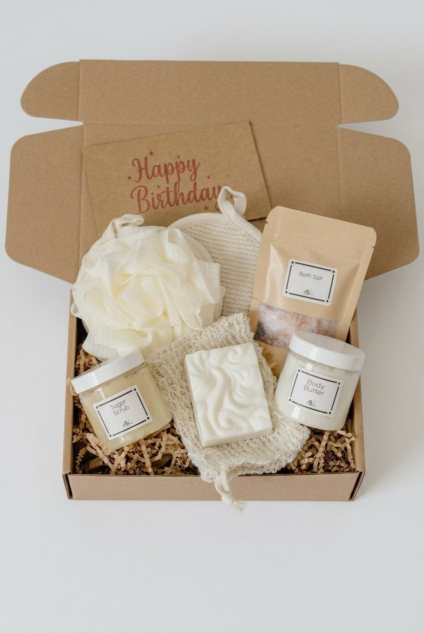 Spa Gift Box | Self Care Gift Basket 16 spa gift box self care gift basket gifts flat lay v4 6