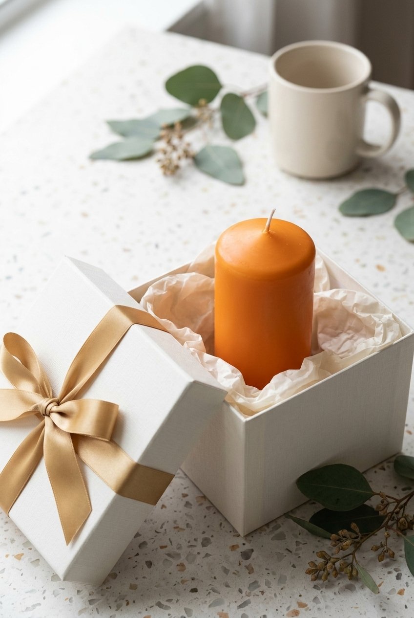 Orange Pillar Candle Unscented 14 Orange Pillar Candle Unscented by AdoreVera - candles-gift-wrapping-v2 scene