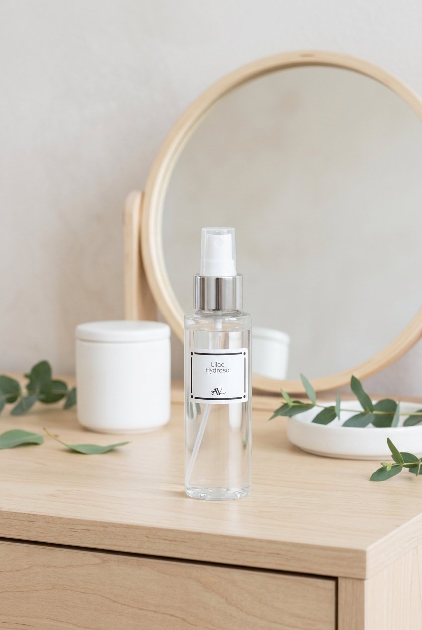 Lilac Hydrosol Facial Mist 16 Lilac Hydrosol: Natural Floral Water - Refreshing Facial Mist by AdoreVera - spa-vanity-table-v5 scene