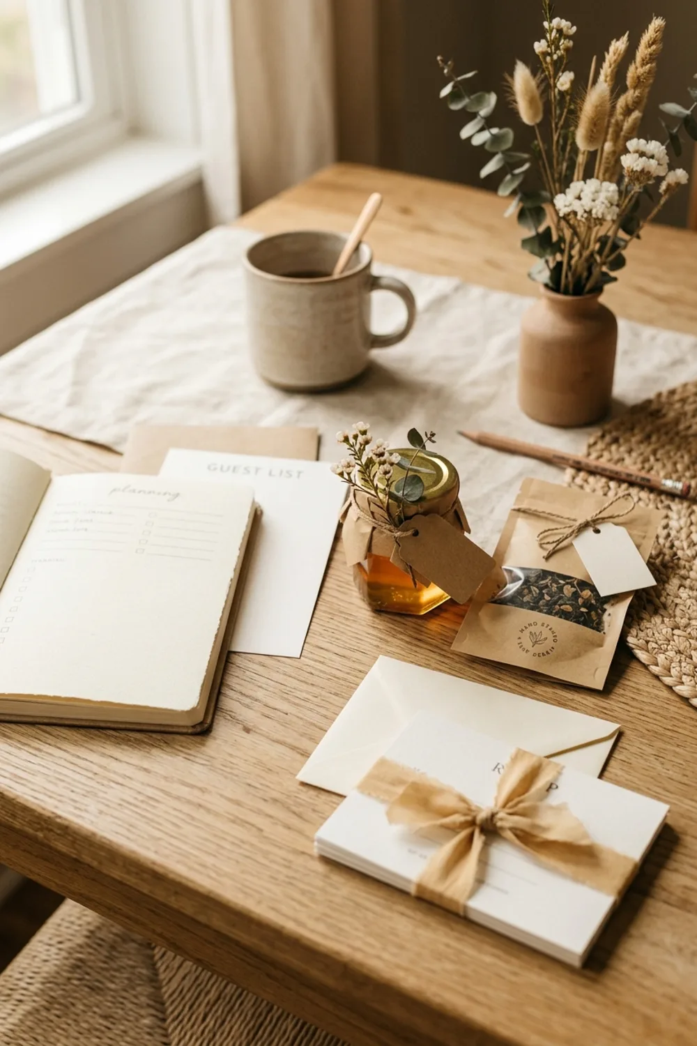 Wedding favor quantity planning with tea and honey favor samples