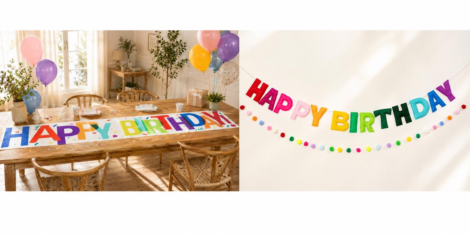 Colorful Happy Birthday Table Runner | Table Party Decoration 8 Colorful Happy Birthday Table Runner | Table Party Decoration, product photo 7