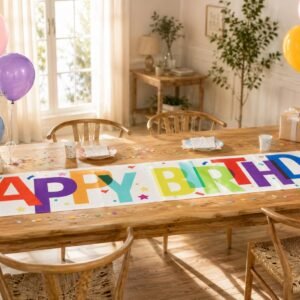 Colorful Happy Birthday Table Runner | Table Party Decoration, product photo 1