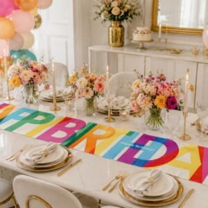 Table Runner Happy Birthday | Table Party Decoration, product photo 1