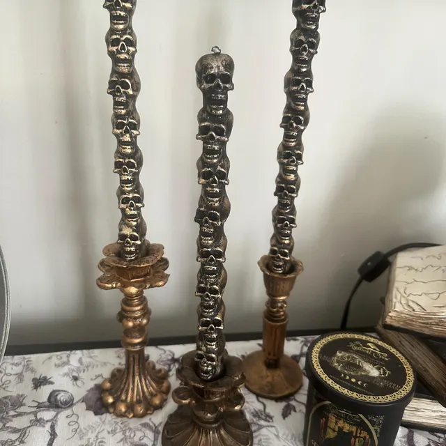 Customer Reviews from Etsy 9 Photo shared by Etsy buyer in an Etsy review of Skull Taper Candle Halloween Decor
